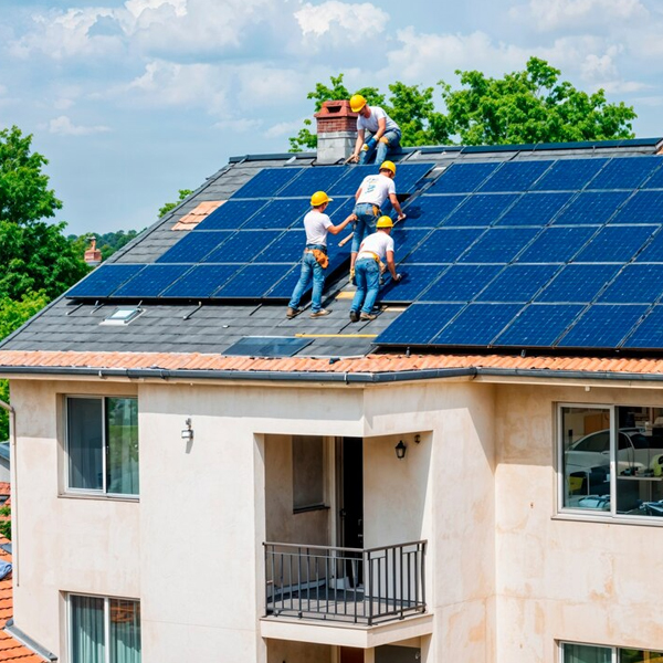 Residential Solar Services Perth team installing high-performance home solar panels on a residential property